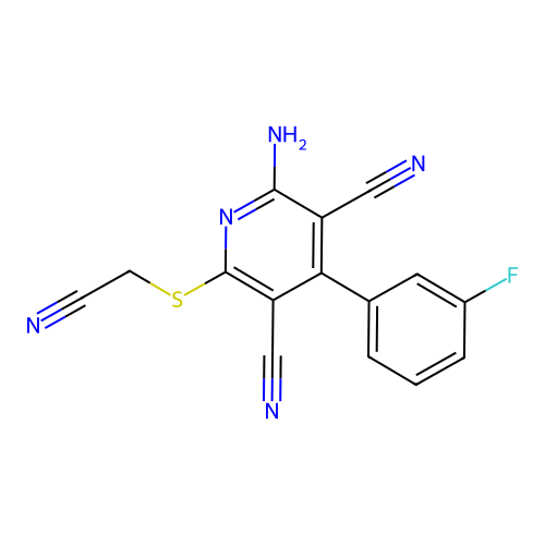 6-Amino-2-(cyanomethylthio)-4-(3-fluorophenyl)pyridine-3,5-dicarbonitrile structure