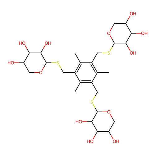 (2S,3R,4S,5R)-2-[[2,4,6-trimethyl-3,5-bis[[(2S,3R,4S,5R)-3,4,5-trihydroxyoxan-2-yl]sulfanylmethyl]phenyl]methylsulfanyl]oxane-3,4,5-triol structure