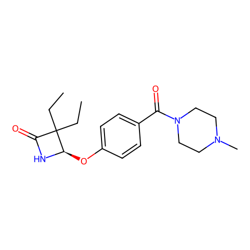 (R)-3,3-diethyl-4-(4-(4-methylpiperazine-1-carbonyl)phenoxy)azetidin-2-one structure