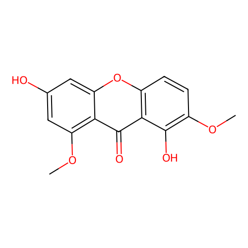 1,6-Dihydroxy-2,8-dimethoxy-9H-xanthen-9-one structure