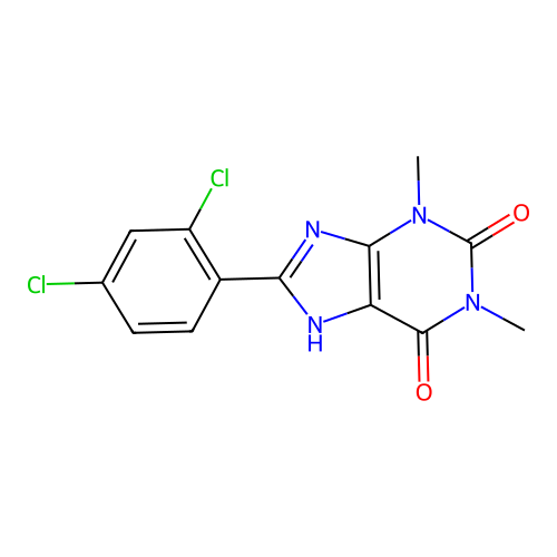8-(2,4-dichlorophenyl)-1,3-dimethyl-3,7-dihydro-1H-purine-2,6-dione structure