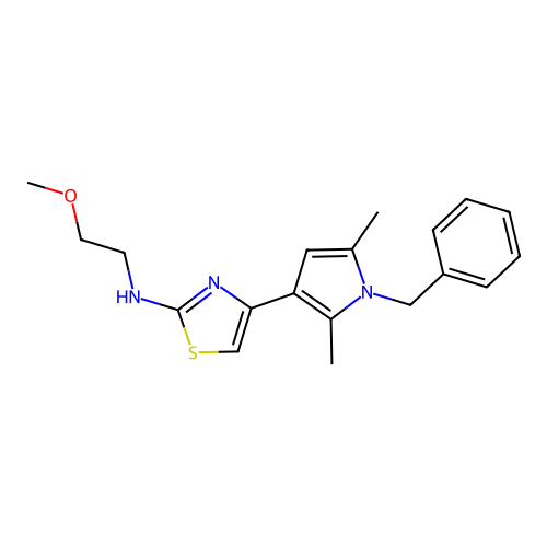 4-(1-benzyl-2,5-dimethyl-1H-pyrrol-3-yl)-N-(2-methoxyethyl)-1,3-thiazol-2-amine structure