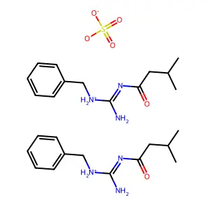 Isovaleramide, N-(benzylamidino)-, sulfate (2:1) structure