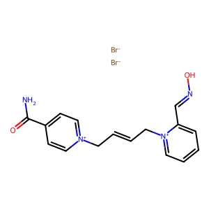 1-[4-[2-(hydroxyiminomethyl)pyridin-1-ium-1-yl]but-2-enyl]pyridin-1-ium-4-carboxamide dibromide structure