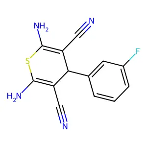 2,6-diamino-4-(3-fluorophenyl)-4H-thiopyran-3,5-dicarbonitrile structure