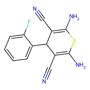 2,6-diamino-4-(2-fluorophenyl)-4H-thiopyran-3,5-dicarbonitrile structure