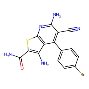 3,6-Diamino-4-(4-bromophenyl)-5-cyanothieno[2,3-b]pyridine-2-carboxamide structure
