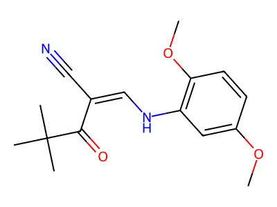 3-((2,5-Dimethoxyphenyl)amino)-2-(2,2-dimethylpropanoyl)prop-2-enenitrile structure