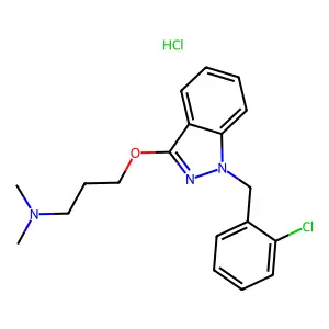 1H-Indazole, 1-(o-chlorobenzyl)-3-(3-(dimethylamino)propoxy)-, monohydrochloride structure