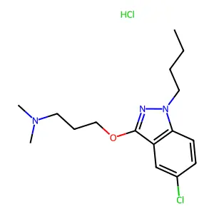 1H-Indazole, 1-butyl-5-chloro-3-(3-(dimethylamino)propoxy)-, monohydrochloride structure