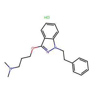 1H-Indazole, 3-(3-(dimethylamino)propoxy)-1-phenethyl-, monohydrochloride structure