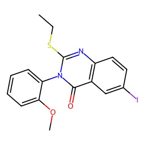 2-Ethylsulfanyl-6-iodo-3-(2-methoxyphenyl)quinazolin-4-one structure