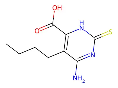 4-amino-5-butyl-2-sulfanylidene-1H-pyrimidine-6-carboxylic acid structure