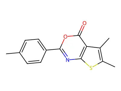 5,6-Dimethyl-2-(4-methylphenyl)thieno[2,3-d][1,3]oxazin-4-one structure