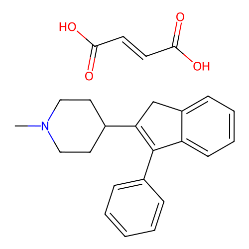 Piperidine, 1-methyl-4-(3-phenylinden-2-yl)-, fumarate (1:1) structure