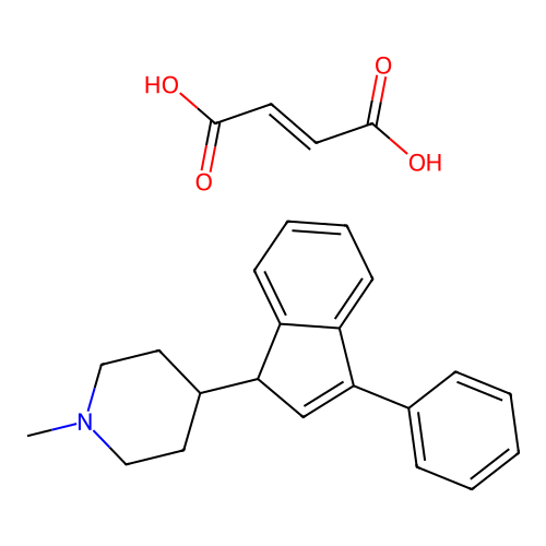 Piperidine, 1-methyl-4-(3-phenylinden-1-yl)-, fumarate (1:1) structure