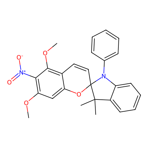 5,7-Dimethoxy-3',3'-dimethyl-6-nitro-1'-phenylspiro[chromene-2,2'-indoline] structure