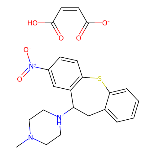 Dibenzo(b,f)thiepin, 10,11-dihydro-10-(4-methylpiperazino)-8-nitro-, maleate structure