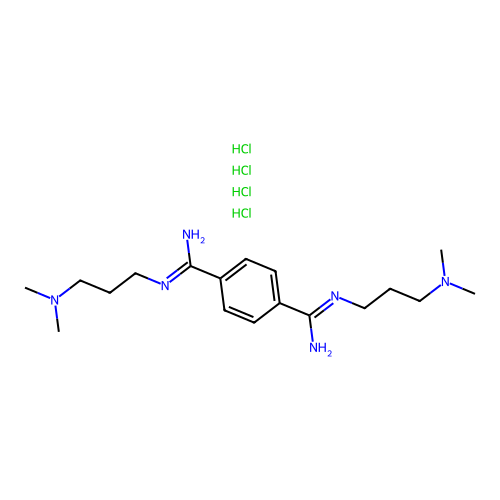 N1,N4-Bis(3-(dimethylamino)propyl)terephthalimidamide tetrahydrochloride structure