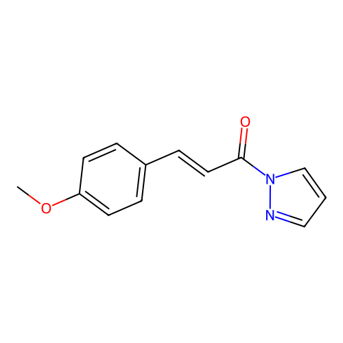 (E)-3-(4-methoxyphenyl)-1-pyrazol-1-ylprop-2-en-1-one structure