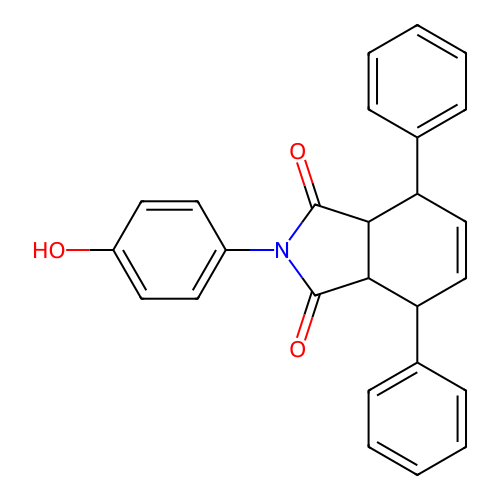 2-(4-hydroxyphenyl)-4,7-diphenyl-3a,4,7,7a-tetrahydro-1H-isoindole-1,3(2H)-dione structure