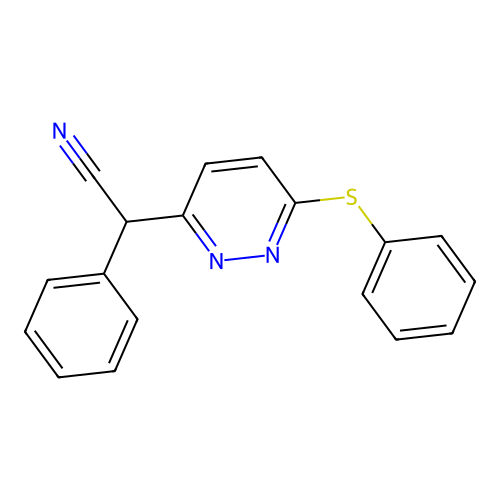 2-Phenyl-2-[6-(phenylsulfanyl)-3-pyridazinyl]acetonitrile structure