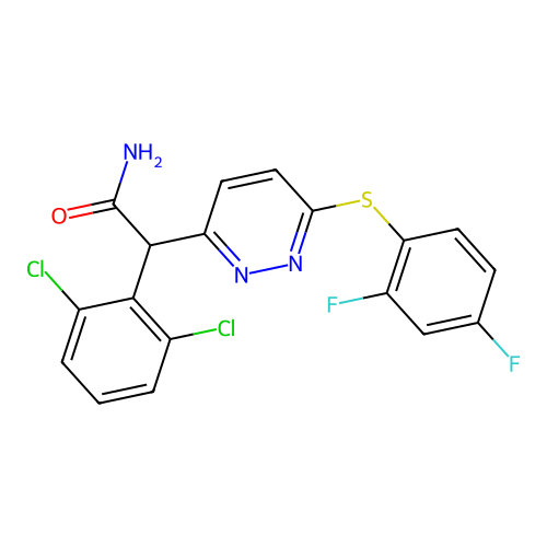 2-(2,6-dichlorophenyl)-2-{6-[(2,4-difluorophenyl)sulfanyl]-3-pyridazinyl}acetamide structure