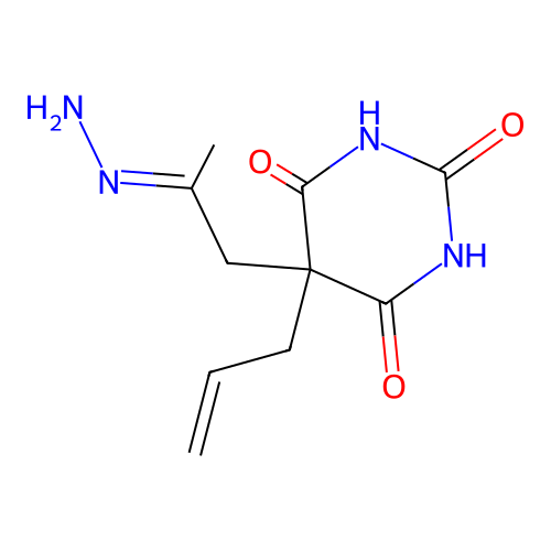 Barbituric acid, 5-acetonyl-5-allyl-, 5-hydrazone structure