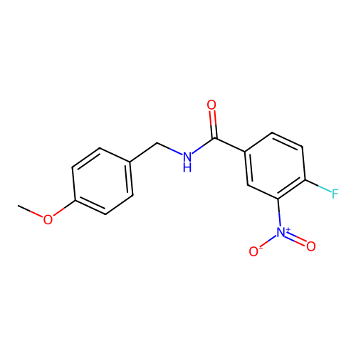 4-fluoro-N-(4-methoxybenzyl)-3-nitrobenzamide structure