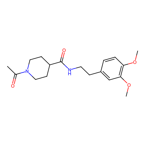 1-acetyl-N-[2-(3,4-dimethoxyphenyl)ethyl]piperidine-4-carboxamide structure