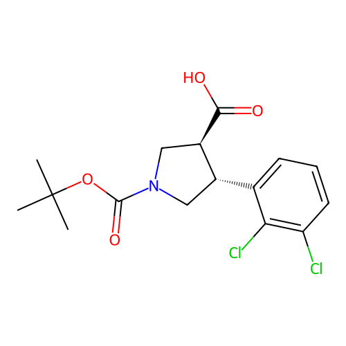Boc-(+/-)-trans-4-(2,3-dichloro-phenyl)-pyrrolidine-3-carboxylic acid structure
