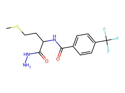 N-[1-(hydrazinecarbonyl)-3-(methylsulfanyl)propyl]-4-(trifluoromethyl)benzamide structure