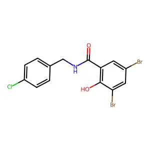 3,5-dibromo-N-[(4-chlorophenyl)methyl]-2-hydroxybenzamide structure