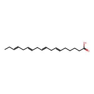 (6E,9E,12E,15E)-octadeca-6,9,12,15-tetraenoic acid structure