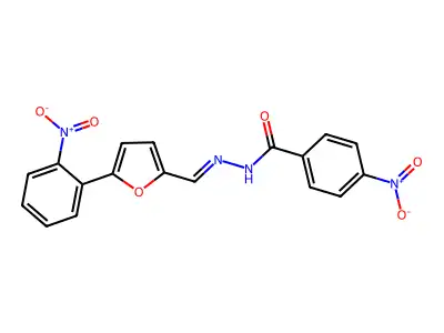 4-nitro-N-[(E)-[5-(2-nitrophenyl)furan-2-yl]methylideneamino]benzamide structure