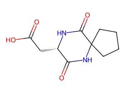 (S)-2-(7,10-dioxo-6,9-diazaspiro[4.5]decan-8-yl)acetic acid structure