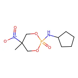 N-cyclopentyl-5-methyl-5-nitro-2-oxo-1,3,2lambda5-dioxaphosphinan-2-amine structure
