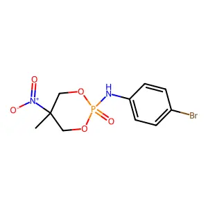 N-(4-bromophenyl)-5-methyl-5-nitro-2-oxo-1,3,2lambda5-dioxaphosphinan-2-amine structure