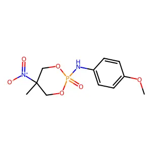 N-(4-methoxyphenyl)-5-methyl-5-nitro-2-oxo-1,3,2lambda5-dioxaphosphinan-2-amine structure