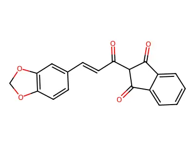 2-[3-(1,3-Benzodioxol-5-yl)prop-2-enoyl]indane-1,3-dione structure