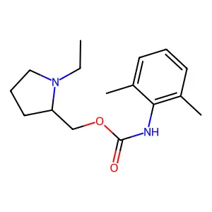 Carbanilic acid, 2,6-dimethyl-, (1-ethyl-2-pyrrolidinyl)methyl ester structure