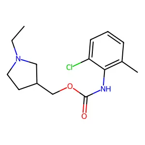 Carbanilic acid, 2-chloro-6-methyl-, (1-ethyl-3-pyrrolidinyl)methyl ester structure