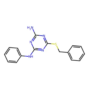 6-benzylsulfanyl-2-N-phenyl-1,3,5-triazine-2,4-diamine structure