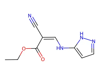 ethyl 2-cyano-3-(1H-pyrazol-5-ylamino)prop-2-enoate structure