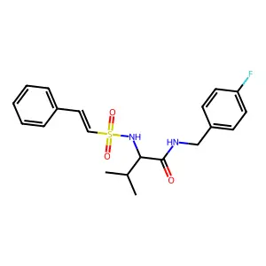 (2S)-N-[(4-fluorophenyl)methyl]-3-methyl-2-(2-phenylethenesulfonamido)butanamide structure