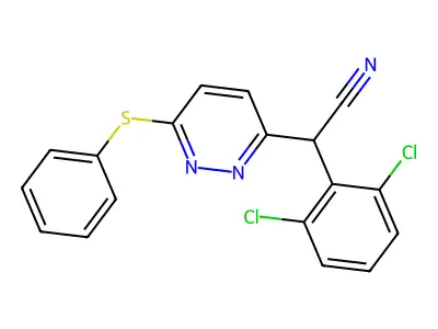 2-(2,6-Dichlorophenyl)-2-(6-phenylsulfanylpyridazin-3-yl)acetonitrile structure
