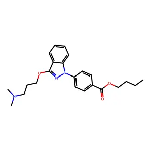 Benzoic acid, p-(3-(3-(dimethylamino)propoxy)-1H-indazol-1-yl)-, butyl ester structure