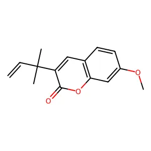 3-(1,1-Dimethyl-2-propen-1-yl)-7-methoxy-2H-1-benzopyran-2-one structure