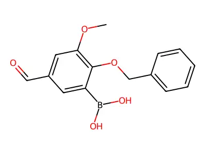 2-Benzyloxy-5-formyl-3-methoxybenzeneboronic acid structure