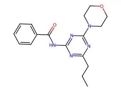 N-[4-(morpholin-4-yl)-6-propyl-1,3,5-triazin-2-yl]benzamide structure